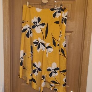 Who What Wear Asymmetrical Yellow Floral Skirt